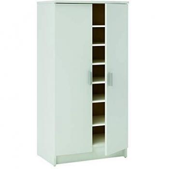 Consola de Melamina 120 x 35 x 75 cm y Armario para 21 Pares de Zapatos Blanco Perla