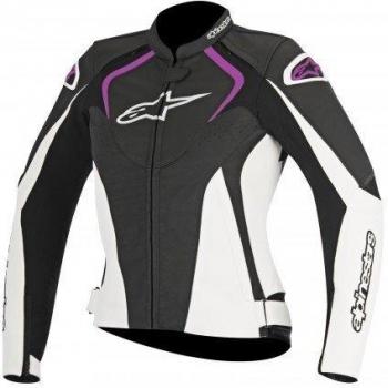 Alpinestars Stella Jaws - Chaqueta para moto, piel, color negro, blanco y fucsia, talla 44