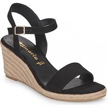Sandalias de cuña Tamaris 28300-001 negras para mujer con cierre de hebilla y tecnología Touch-it, talla 40