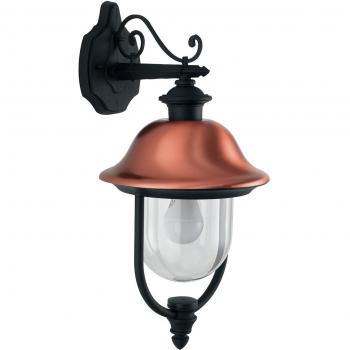Farol de jardín Venezia 1 bombilla Difusor en cobre, Aluminio, Policarbonato Negro