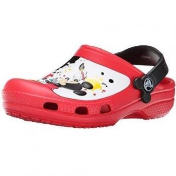Crocs Mickey Paint Splatter - Zuecos de goma, color Rojo, talla 27-29