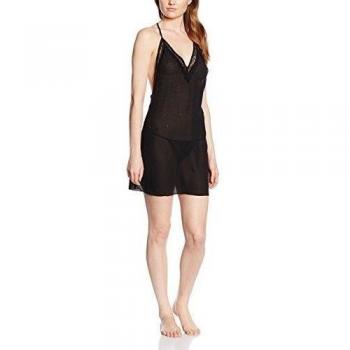 Women'Secret EL Strass ND OP1 FR, Camisón para Mujer, Black, L