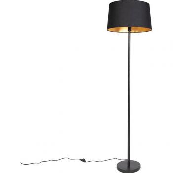 Lámpara de pie moderna negra con pantalla negra y dorada 45 cm - SIMPLO