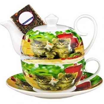 Tea for one set con gato Niños Dekor - Jameson & Tailor 4449 + Té muestras