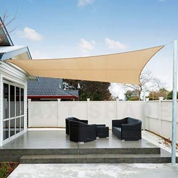 AXT SHADE Toldo Vela de Sombra Cuadrado 3 x 3 m, protección Rayos UV Impermeable para Patio, Exteriores, Jardín, Color Arena