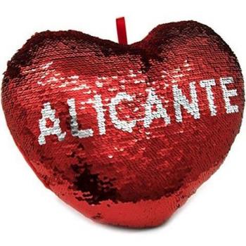 APEX GIFTS - San Valentín - Cojín con Forma de Corazon de Lentejuelas y Reversible - Alicante