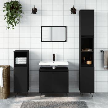 Juego de muebles de baño 3 piezas de madera contrachapada negra multicapa