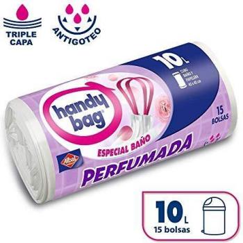 Handy Bag Bolsas de Basura 10 L Baño, Extra Resistentes, Perfumadas, 15 Bolsas