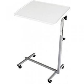 Mesa Auxiliar Plegable con Ruedas para Cama y Sofá, Color Gris Perla