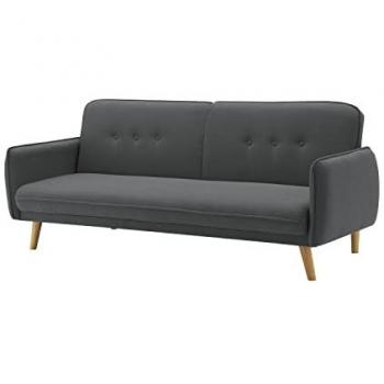 Sofá Escandinavo Convertible de 3 Plazas en Tela Gris Oscuro Nora - Elegante y Funcional, Diseño Moderno, Patas de Madera