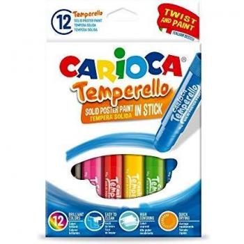 Carioca Témperas de Barra Temperello | Témperas Sólidas de Colores para Niños, Témperas Super Lavables, Colores Surtidos, 12 Uds