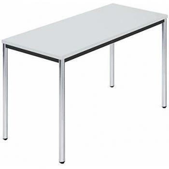 Mesa Rectangular Tubo Redondo Cromado 120x60 cm Gris - Kaiserkraft
