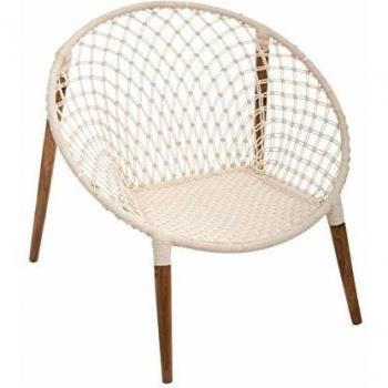 Sillón Atmosphera Raina Trenzado Blanco de Algodón y Madera