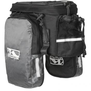 M-Wave Alforjas Traseras Triples Expansibles, Portátiles, Capacidad de 16 litros, Unisex, Color Negro/Gris