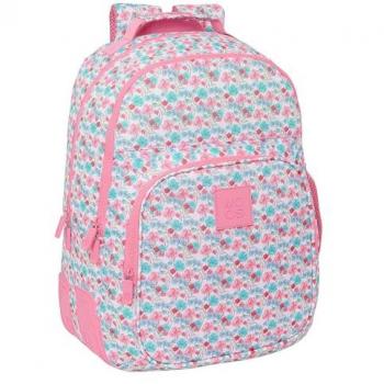 Mochila Escolar Doble Adaptable Moos Flores Multicolor 32 x 42 x 15 cm, Tejido Reciclable, Ideal para Niños de Diferentes Edades, Cómoda y Versátil, Calidad y Res