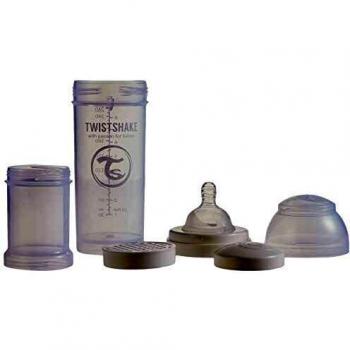 Twistshake Biberón Blanco Anticólico de 260ml con Tetina de Silicona Flujo Medio para Bebés, Similar al Pecho, Sin BPA, Apto para 2+ Meses