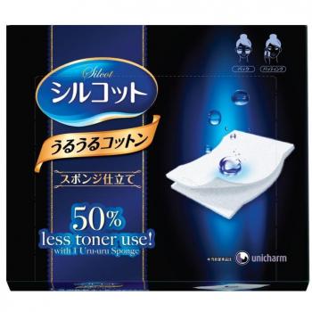 Unicharm Silcot Uruuru Sponge Facial Cotton 40 Sheets