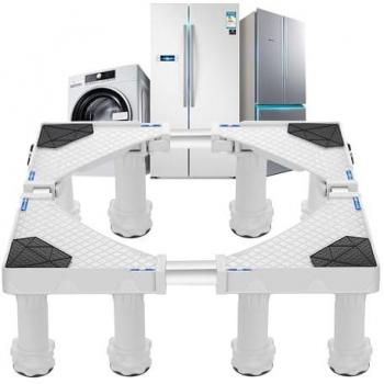 Pedestal Regulable para Lavadora Kirburg con 8 Patas de Acero Inoxidable y Plástico - Blanco