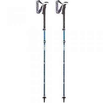 Leki Bastones de Trekking Unisex para Adultos, Micro Vario Carbon AS, Color Blanco, Azul Lima y Verde, 110-130 cm