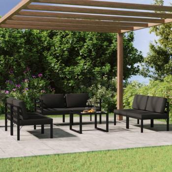 7-Piece Anthracite Aluminum Patio Lounge Set with Cushions