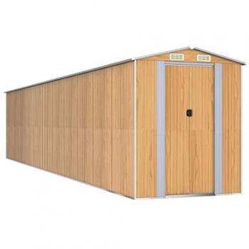vidaXL Garden Shed Light Brown 192x938x223 cm Galvanised Steel