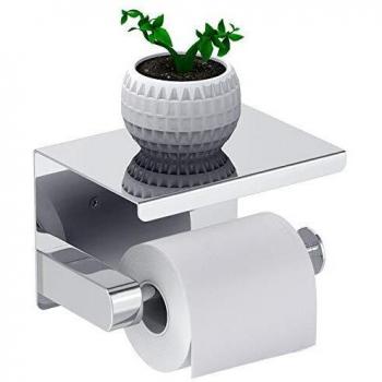 Leolee Portarrollos para Papel Higiénico, Acero inoxidable SUS304 con Adhesivo y Tornillos,Porta Rollos de Papel Higienico con Estante de Almacenamiento