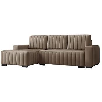 Sofá rinconero Columbus 154 Manila 21, con función de descanso y caja de ropa de cama, 240x140x85cm