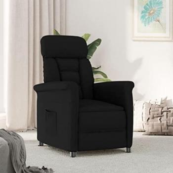 Sillón reclinable de piel de ante sintético negro