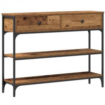 Mesa Consola con Cajón y Estante Madera Vieja 100 x 25 x 75 cm Vidaxl