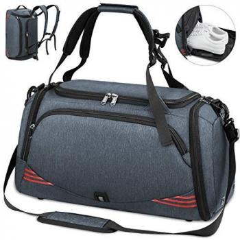 Nubily bolsa deporte hombre bolsas gimnasio mujer bolso fin de semana viaje con compartimento para zapatos gym bag impermeable grande 40l gris azul