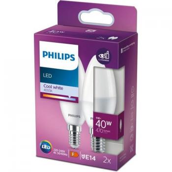 Philips Pack 2 Bombilla Vela LED E14 4.9W Blanco Frío