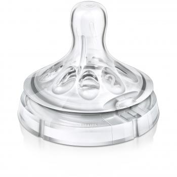 Philips Avent Natural SCF652/27 - Tetina para biberón, Silicona, flujo lento con 1 agujero, 1m+, paquete de 2