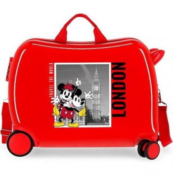 Disney Maleta Infantil Mickey y Minnie 2 Ruedas Multidireccionales Londres Correpasillos ABS Rígida 34L Travel The World