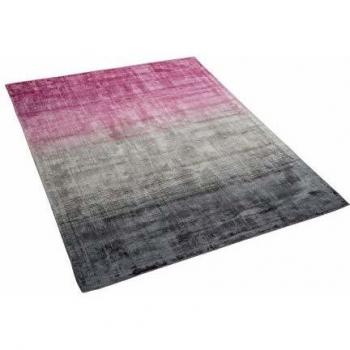 Alfombra de Viscosa Gris y Rosa 140 x 200 cm Ercis con Efecto Ombre