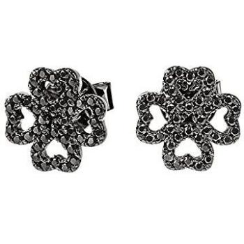Folli Follie S0351686 Pendientes para Mujer 3E17S051Kk, Negro, 1 cm