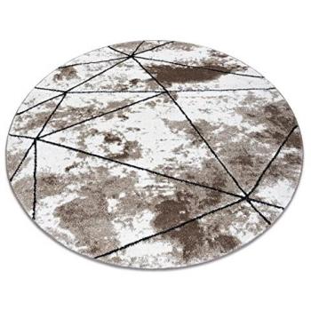 Alfombra Moderna Cozy Polygons Geométrica Triángulos Marrón Circular 120 cm