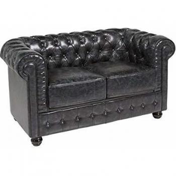 Sofá de 2 plazas Chester Piel Negro