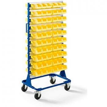 Estantería rodante con 120 cajas de almacenamiento, altura 1588 mm, color azul encián