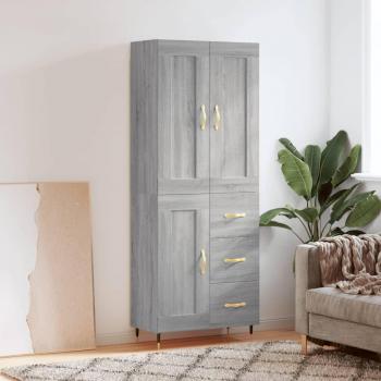 Aparador alto de madera contrachapada gris Sonoma 69,5x34x180 cm
