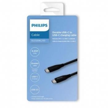 Cable USB-C a USB-C Philips 2 metros, carga y sincronización premium, negro