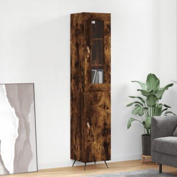 Aparador de madera contrachapada roble ahumado 34,5x34x180 cm Vidaxl Marrón