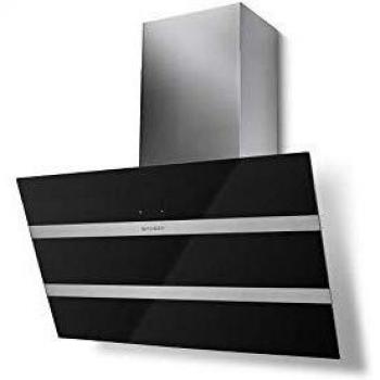 Campana extractora inclinada decorativa FABER Steelmax 800 Inox, 80cm, 68db, 730m3/h, color negro y acero inoxidable