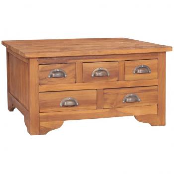vidaXL Mesa de centro con tapa abatible de madera de teca maciza 65x64x35 cm