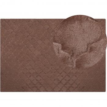 Alfombra de Piel Sintética de Conejo Marrón 160 x 230 cm con Patrón Trellis Suave y Alta Densidad Shaggy