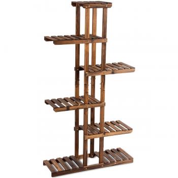 Estante Multinivel de Madera para Macetas con 6 Niveles, Dimensiones: 75 x 25 x 140 cm, Ideal para Interior y Exterior, Uso en Jardín, Patio, Salón y Balcón