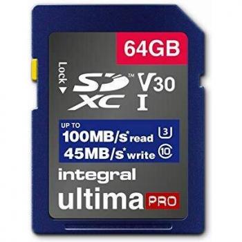 Tarjeta de Memoria SDXC UHS-I V30 64GB Alta Velocidad hasta 100MB/s Lectura y 45MB/s Escritura