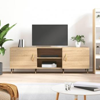 Mueble para TV de madera de ingeniería en color roble Sonoma, dimensiones 150x30x50 cm, ideal para salón, compatible con televisores y dispositivos multimedia
