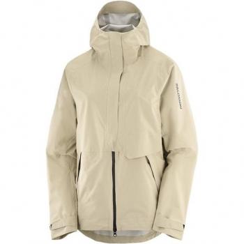 Chaqueta impermeable Salomon Outerpath Pro 2.5L con capucha para mujer - Beige (XS)