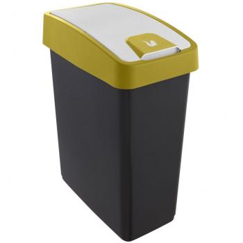 Cubo de la Basura Premium con Tapa Abatible, Tacto suave, 25 l, Magne, Amarillo KEEEPER