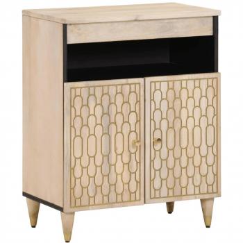 Armario auxiliar de madera maciza de mango 60x33x75 cm - Mueble de almacenaje para salón, buffet, armario auxiliar y armario de almacenamiento